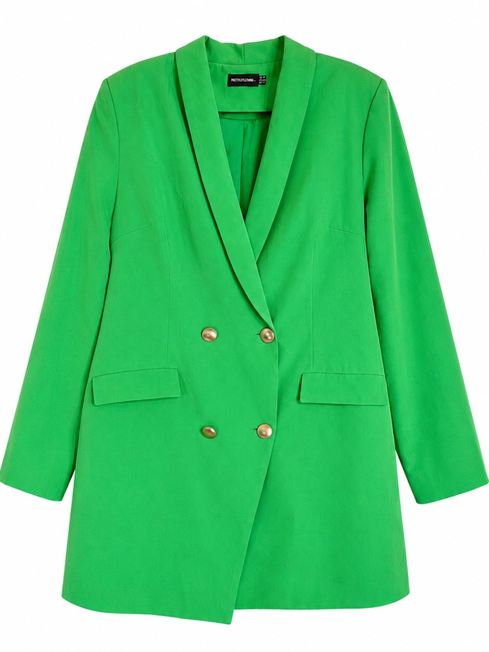 PLT Vibrant Green Blazer Dress with Gold Buttons